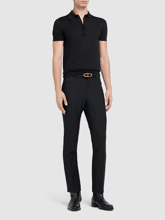 Tom Ford: Silk blend short sleeve polo - men_1 | Luisa Via Roma