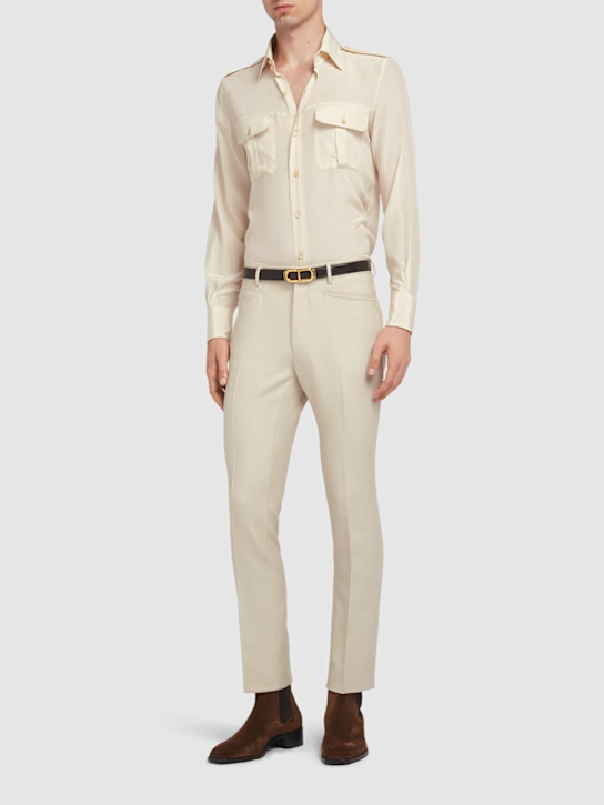 Tom Ford: Light silk crepe de chine military shirt - men_1 | Luisa Via Roma