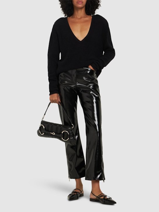 MSGM: Patent straight pants - women_1 | Luisa Via Roma