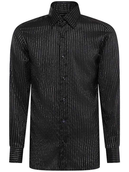 Tom Ford: Striped silk blend slim fit shirt - men_0 | Luisa Via Roma