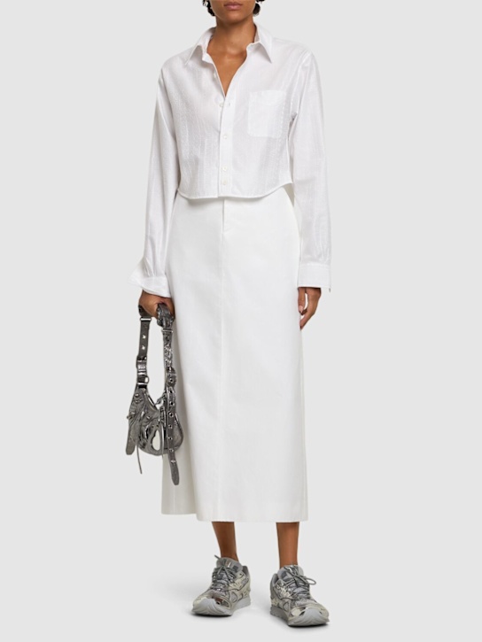 Marc Jacobs: Camicia cropped in popeline di cotone monogram - women_1 | Luisa Via Roma