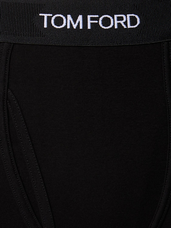 Tom Ford: Stretch cotton leggings - Black - men_3 | Luisa Via Roma