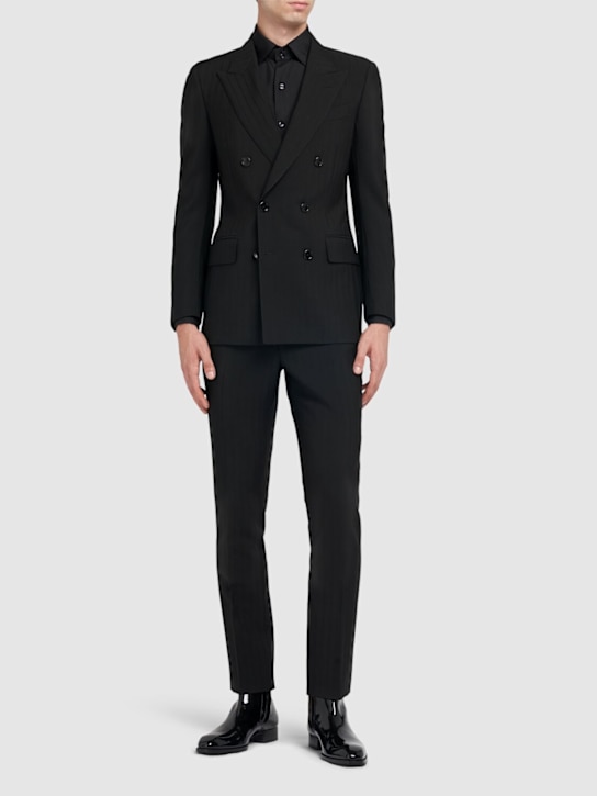 Tom Ford: Dyllan striped wool & mohair blazer - Black - men_1 | Luisa Via Roma