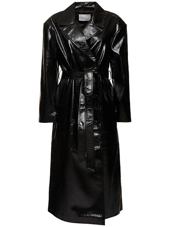 The Frankie Shop: Tina crackled faux leather trench coat - women_0 | Luisa Via Roma