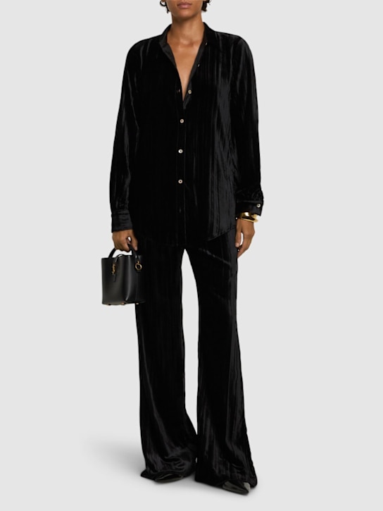 Forte_forte: Plissè velvet shirt - women_1 | Luisa Via Roma