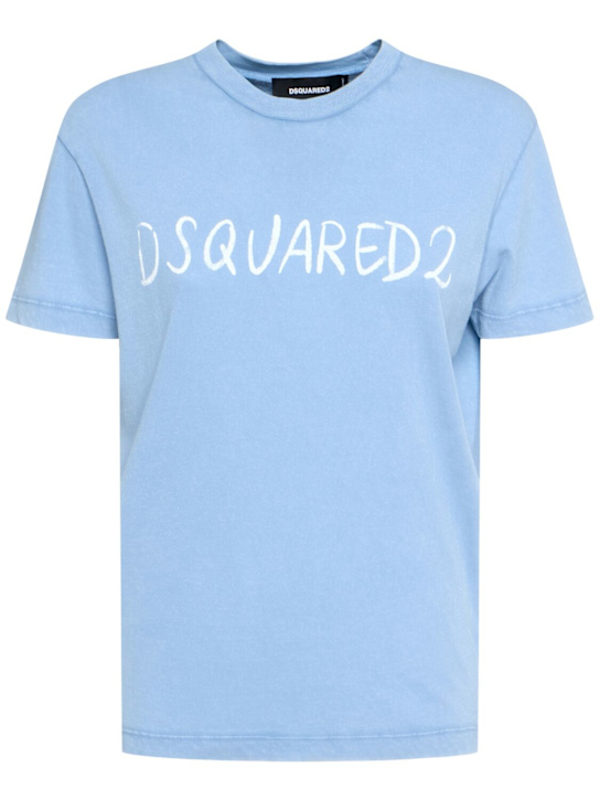 Dsquared2: Logo print cotton jersey t-shirt - women_0 | Luisa Via Roma