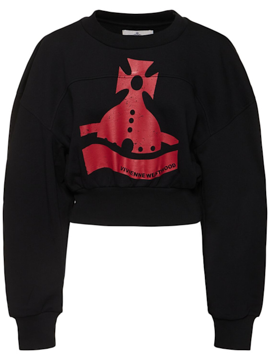Vivienne Westwood: Sunken orb jersey crop sweatshirt - women_0 | Luisa Via Roma