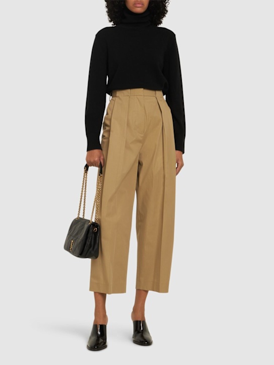Balmain: Pleated gabardine straight pants - women_1 | Luisa Via Roma