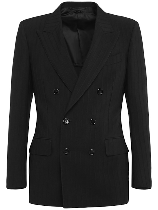 Tom Ford: Dyllan striped wool & mohair blazer - Black - men_0 | Luisa Via Roma
