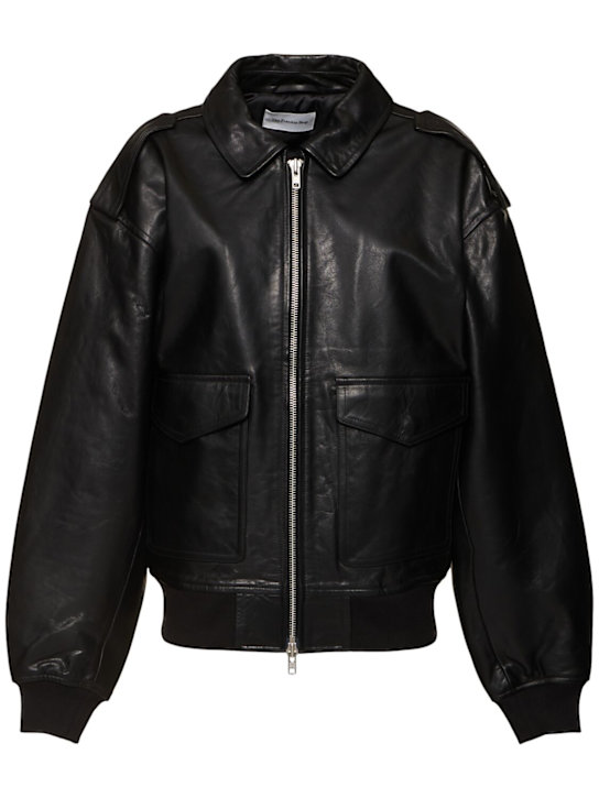 The Frankie Shop: Viper leather jacket - women_0 | Luisa Via Roma