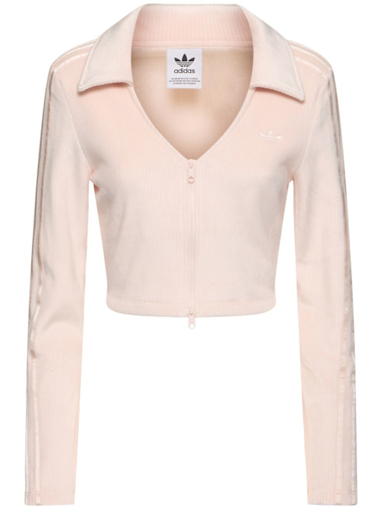 adidas Originals: Cropped velour track top - women_0 | Luisa Via Roma