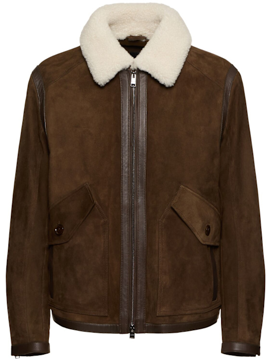 Boss: Montel leather shearling jacket - men_0 | Luisa Via Roma