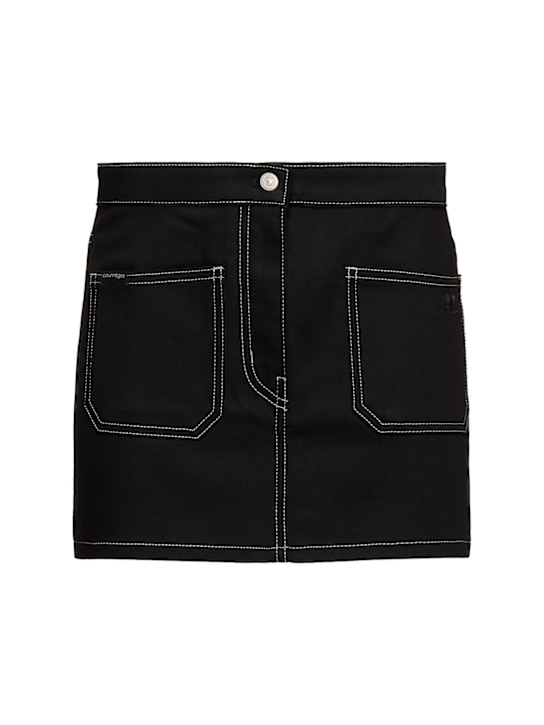Courrèges: Stretch cotton denim mini skirt - women_0 | Luisa Via Roma