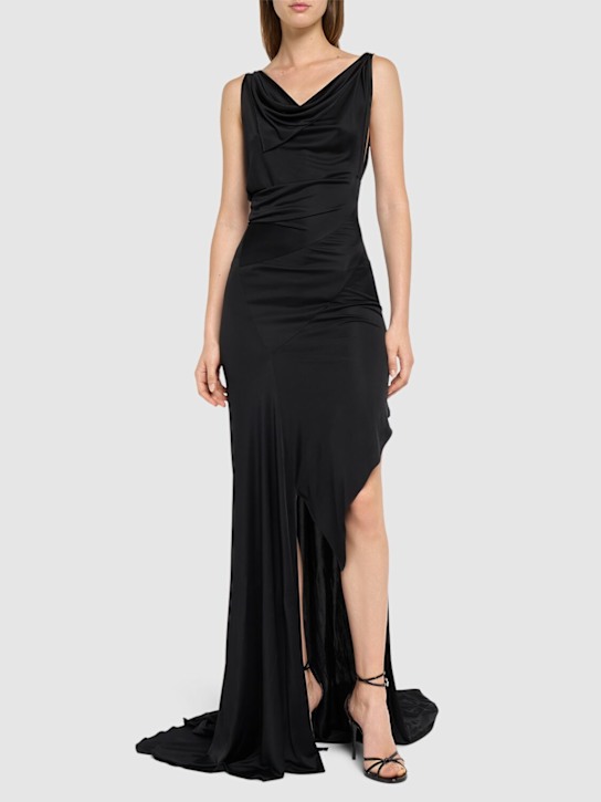 Dsquared2: Viscose jersey long dress - Black - women_1 | Luisa Via Roma