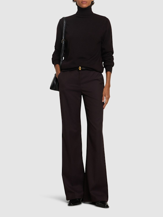 The Frankie Shop: Lyra stretch viscose flared pants - women_1 | Luisa Via Roma
