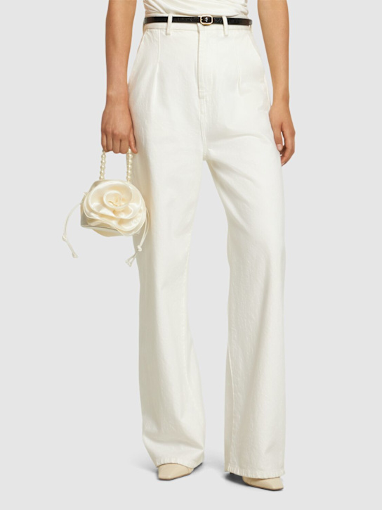 Magda Butrym: Magda satin & leather top handle bag - Cream - women_1 | Luisa Via Roma