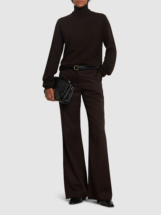 The Frankie Shop: Lyra stretch viscose flared pants - women_1 | Luisa Via Roma