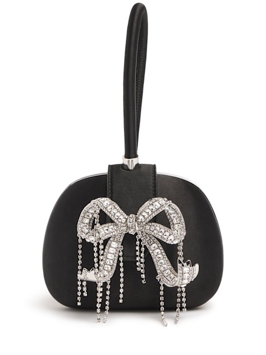 Self-portrait: Bow satin clutch - Black - women_0 | Luisa Via Roma