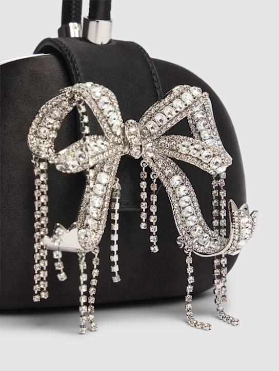 Self-portrait: Bow satin clutch - Black - women_3 | Luisa Via Roma