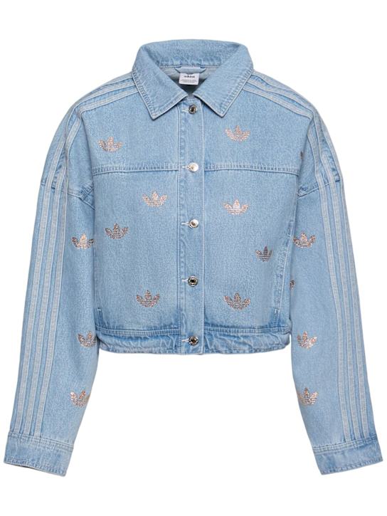 adidas Originals: Veste en denim de coton à logo - women_0 | Luisa Via Roma