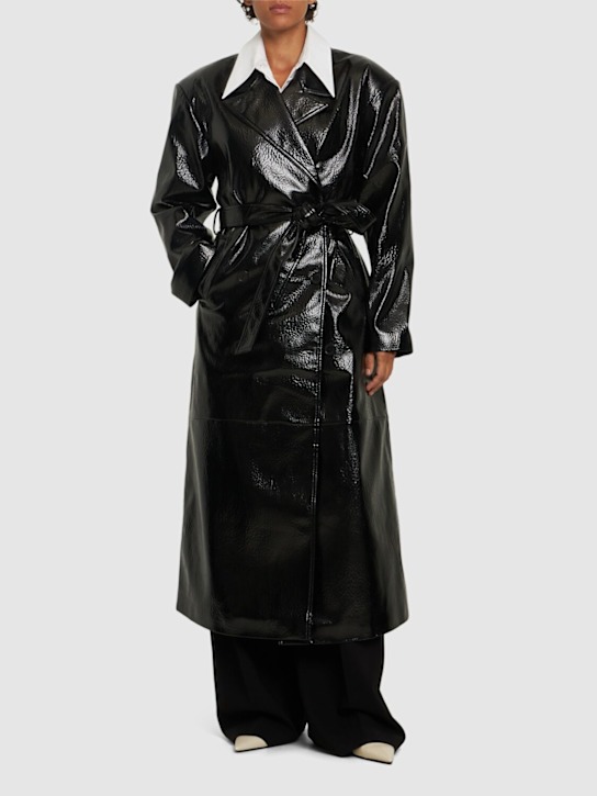 The Frankie Shop: Tina crackled faux leather trench coat - women_1 | Luisa Via Roma