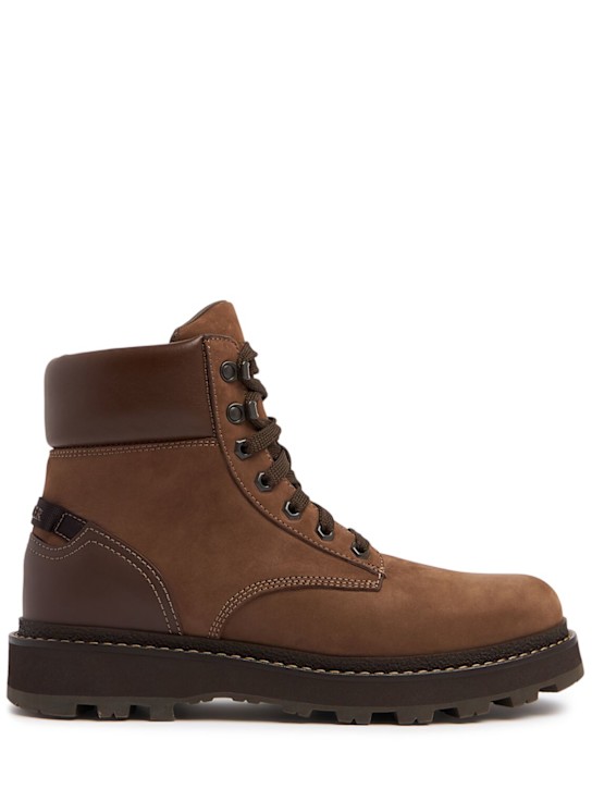 Moncler: Peka leather hiking boots - men_0 | Luisa Via Roma