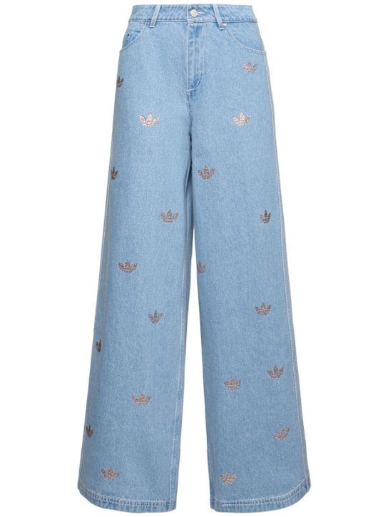 adidas Originals: Jeans larghi in denim di cotone con logo - women_0 | Luisa Via Roma