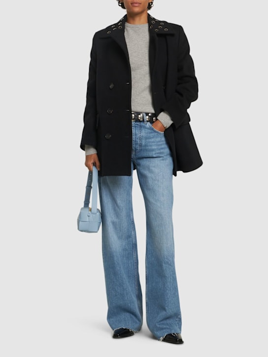 MSGM: Wool blend felt embellished short coat - women_1 | Luisa Via Roma