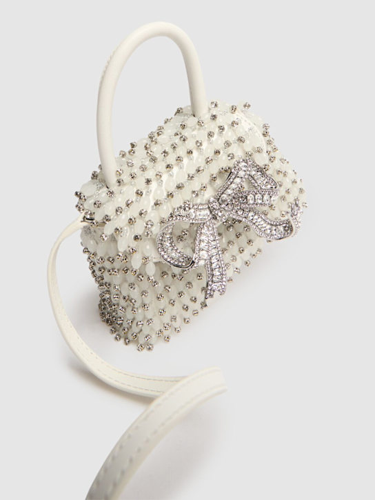 Self-portrait: Micro Bow embroidery top handle bag - White - women_3 | Luisa Via Roma