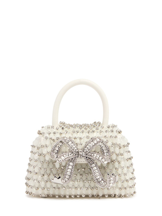 Self-portrait: Micro Bow embroidery top handle bag - White - women_0 | Luisa Via Roma