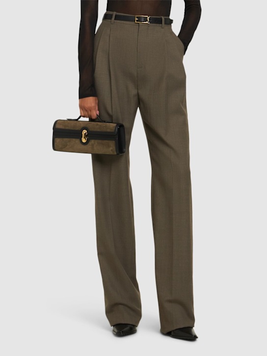 Savette: Slim Symmetry suede top handle bag - women_1 | Luisa Via Roma