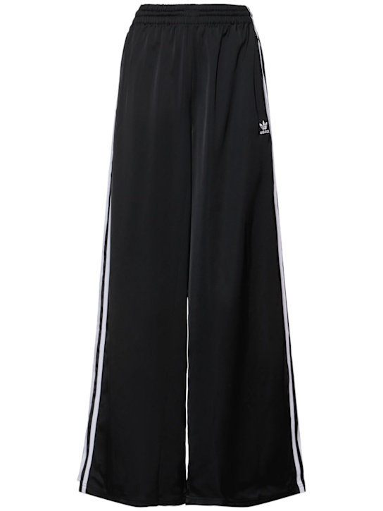 adidas Originals: Satin wide leg track pants - Black - women_0 | Luisa Via Roma