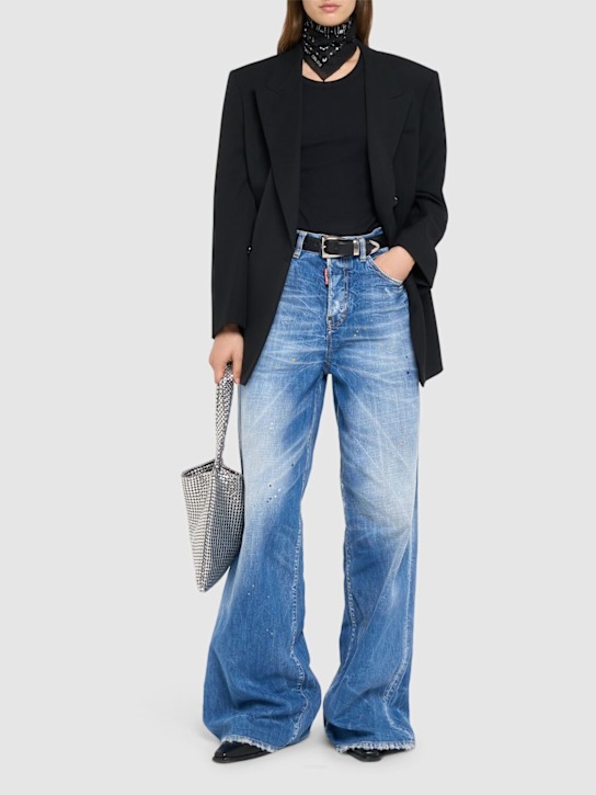 Dsquared2: Traveller低腰阔腿牛仔裤 - 蓝色 - women_1 | Luisa Via Roma