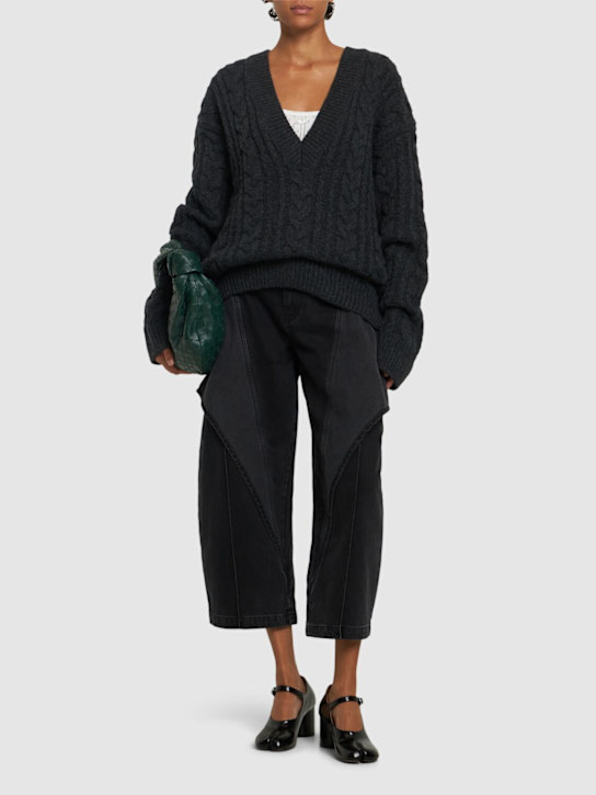 JW Anderson: Cropped sculptural wide leg jeans - women_1 | Luisa Via Roma