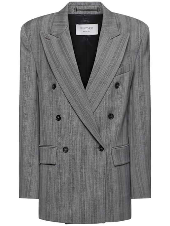 Sportmax: Merlot wool blend herringbone blazer - women_0 | Luisa Via Roma