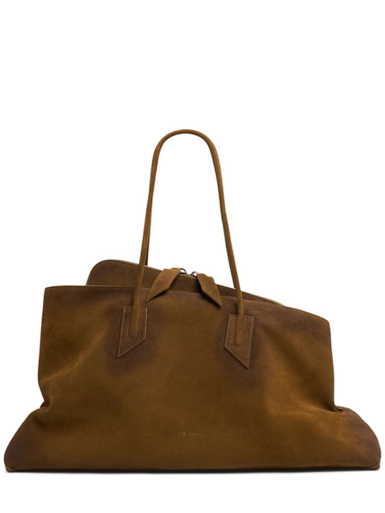 The Attico: Borsa shopping grande La Passeggiata in camoscio - Marrone - women_0 | Luisa Via Roma