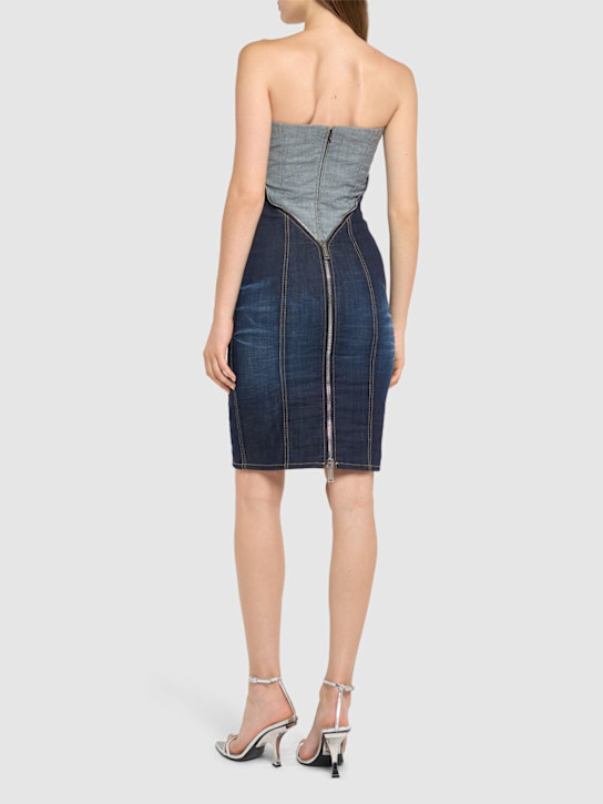 Dsquared2: Upside Jean stretch cotton mini dress - Blue - women_2 | Luisa Via Roma