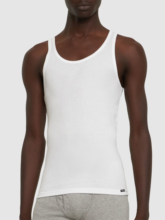 Tom Ford: Cotton & modal rib tank top - White - men_1 | Luisa Via Roma