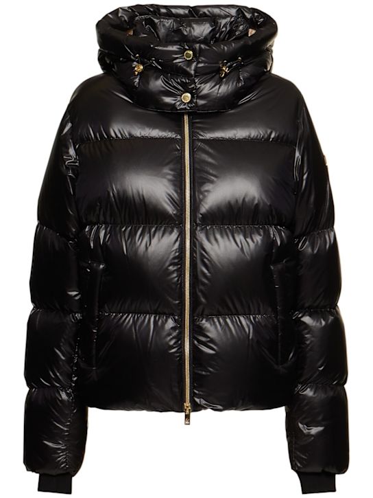 Moose Knuckles: Moonstone Gold patent down jacket - women_0 | Luisa Via Roma