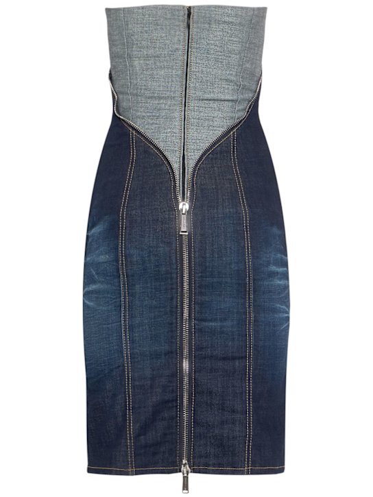Dsquared2: Upside Jean stretch cotton mini dress - Blue - women_3 | Luisa Via Roma