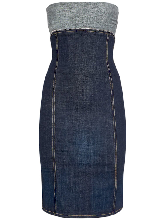 Dsquared2: Upside Jean stretch cotton mini dress - Blue - women_0 | Luisa Via Roma