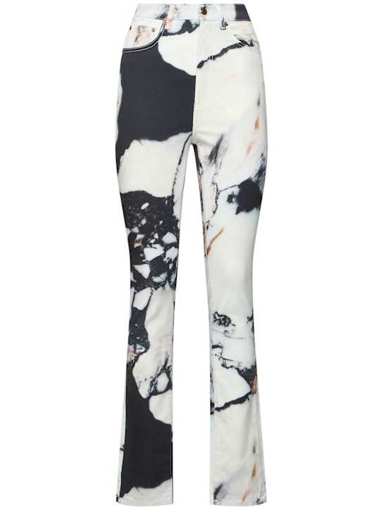 Roberto Cavalli: Marmo printed high rise straight jeans - women_0 | Luisa Via Roma