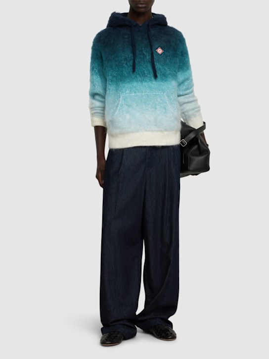 Casablanca: Gradient mohair blend knit hoodie - men_1 | Luisa Via Roma