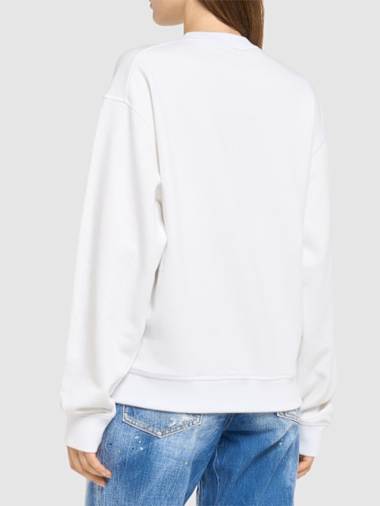 Dsquared2: Logo print cotton sweatshirt - White - women_2 | Luisa Via Roma