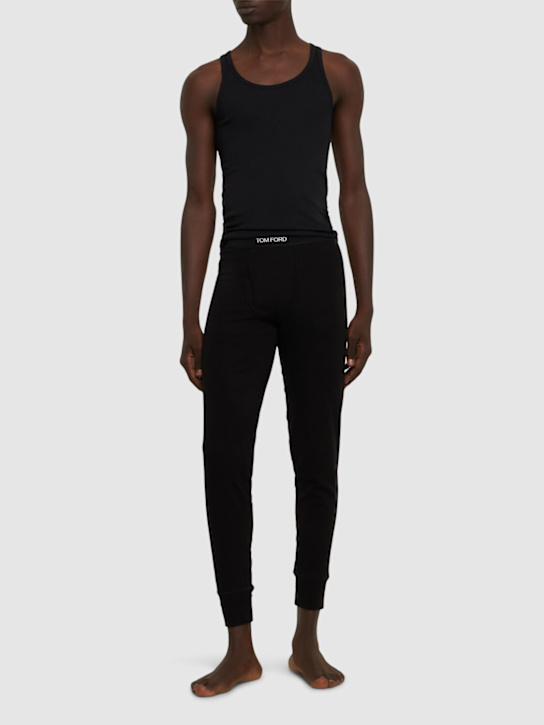 Tom Ford: Stretch cotton leggings - Black - men_1 | Luisa Via Roma