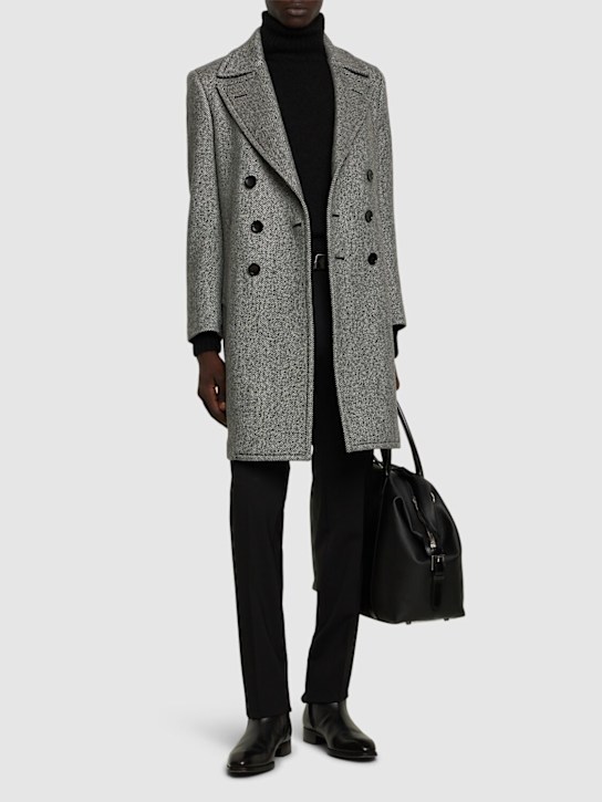 Tom Ford: Mouliné double breast twill coat - men_1 | Luisa Via Roma