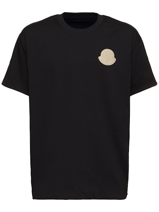 Moncler: Logo cotton jersey t-shirt - men_0 | Luisa Via Roma