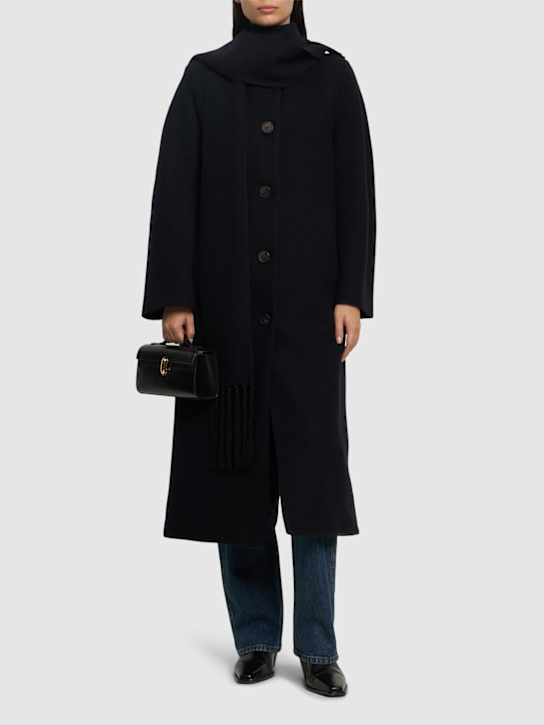 Forte_forte: Wool long coat w/detachable scarf - women_1 | Luisa Via Roma