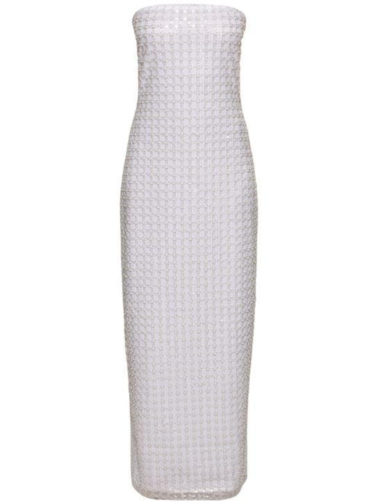 Rotate: Beaded strapless midi dress - women_0 | Luisa Via Roma
