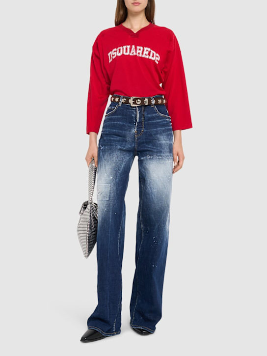 Dsquared2: Cotton blend jersey t-shirt - Red - women_1 | Luisa Via Roma